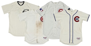 Lot of (4) Chicago Cubs Game Worn Throwback Jerseys (MLB Authenticated)